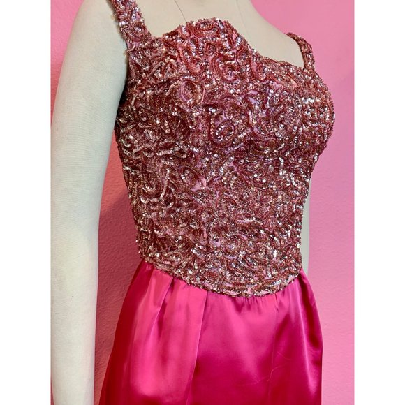 Vintage 1960s Designer Emma Domb Hot Pink Gown Med - Picture 4 of 10